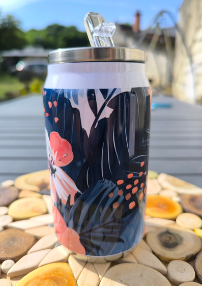 Canette "Fleurs rose et bleu" N°31