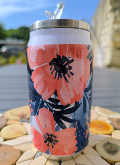 Canette "Fleurs rose et bleu" N°31